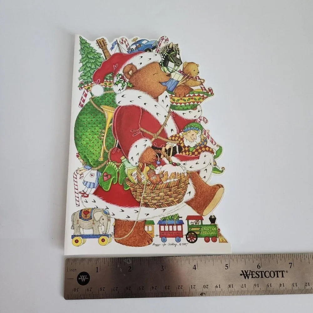 SET OF 11 Vintage Renaissance Peggy Jo Ackley 1987 Teddy Bear Santa Claus Cards